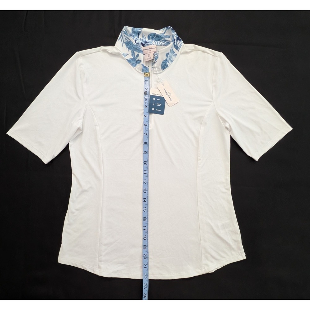 TOMMY BAHAMA Golf Women's 1/4 Zip Polo Shirt White Blue Floral Large L - NWT - Picture 8 of 8